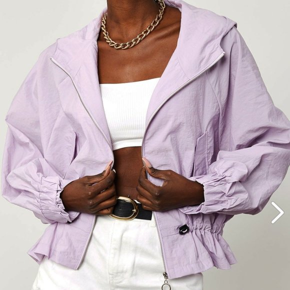 Lilac Pleated Waist Bat Raincoat - Picture 8 of 10
